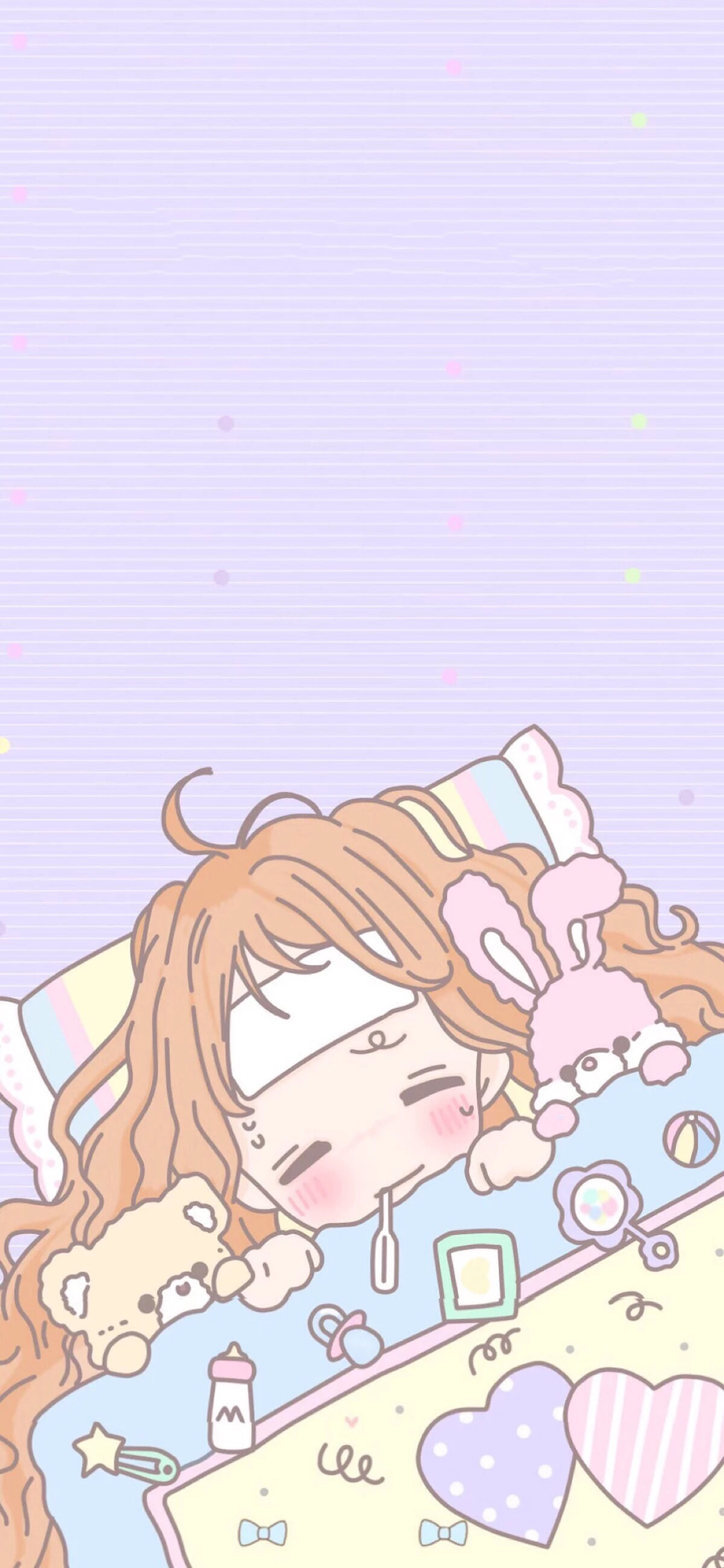 [2436×1125]卡通萝莉 发烧 娃娃 可爱 苹果手机动漫壁纸图片