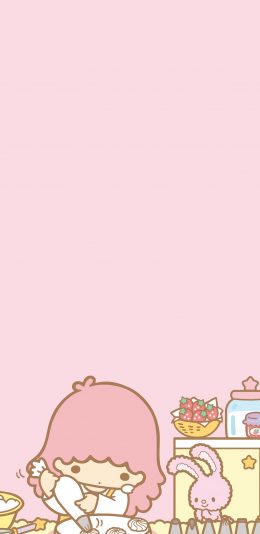 [2436x1125]双子座 粉色 卡通 可爱 兔子 蛋糕 挤奶油 苹果手机动漫壁纸图片