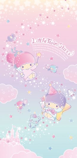 [2436x1125]双子星 卡通 可爱 星星 少女 苹果手机动漫壁纸图片