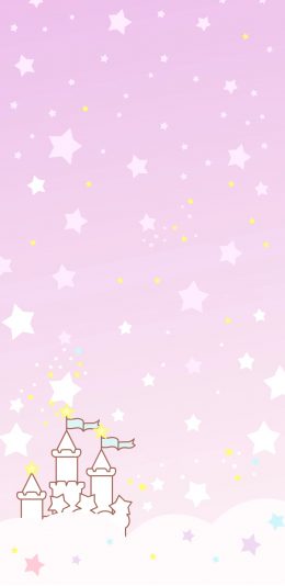[2436x1125]双子星 卡通 粉色 城堡 星星 苹果手机动漫壁纸图片