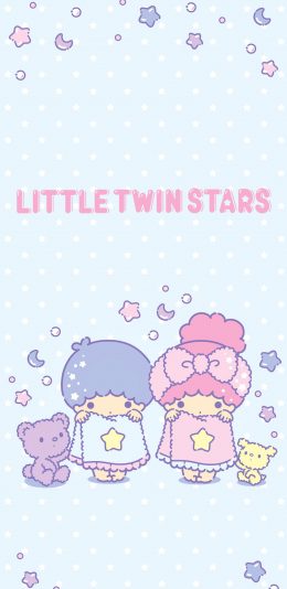 [2436x1125]双子星 卡通 蓝色 可爱 星星 苹果手机动漫壁纸图片