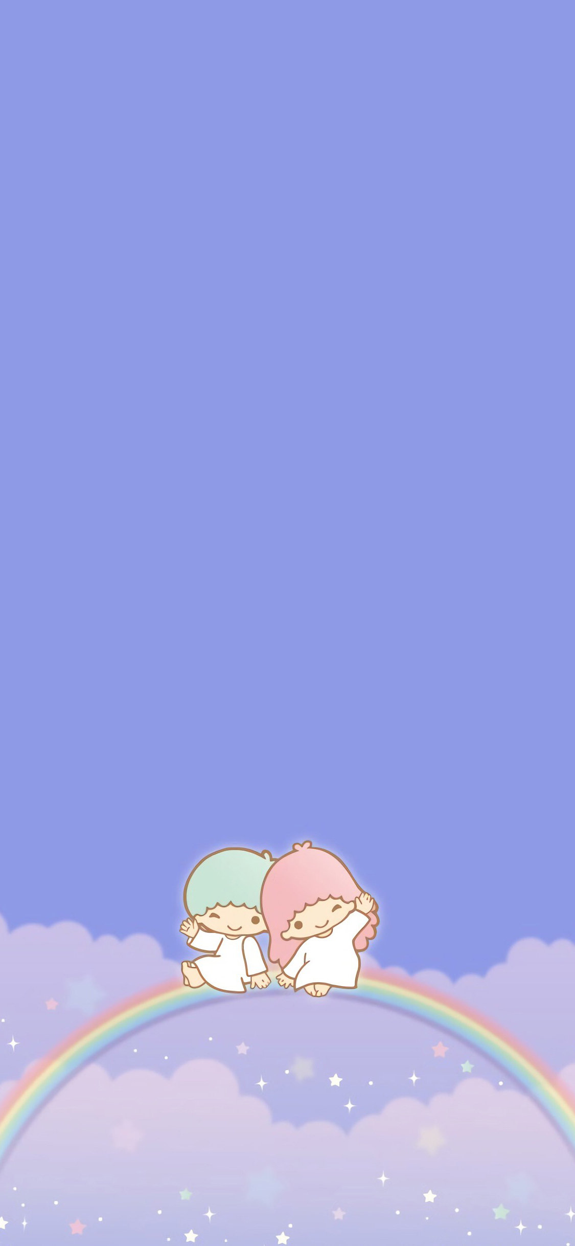 [2436×1125]双子星 可爱 动画 彩虹 紫色 苹果手机动漫壁纸图片