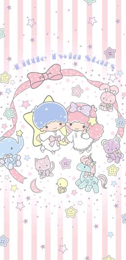 [2436x1125]双子星 可爱 动画 粉色 少女 苹果手机动漫壁纸图片