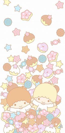 [2436x1125]双子星 可爱 日本 星星 蛋糕 苹果手机动漫壁纸图片
