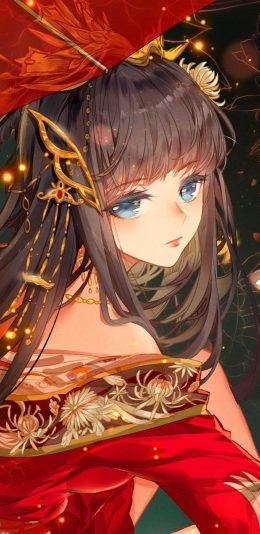 [2436x1125]古风 动漫 二次元少女 红妆 苹果手机动漫壁纸图片