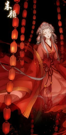 [2436x1125]古风 动漫 唯美 红色 苹果手机动漫壁纸图片