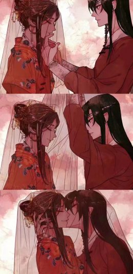 [2436x1125]古风 动漫 成亲 接吻 苹果手机动漫壁纸图片