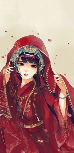 [2436x1125]古风 美女 写真 性感 红妆 苹果手机动漫壁纸图片