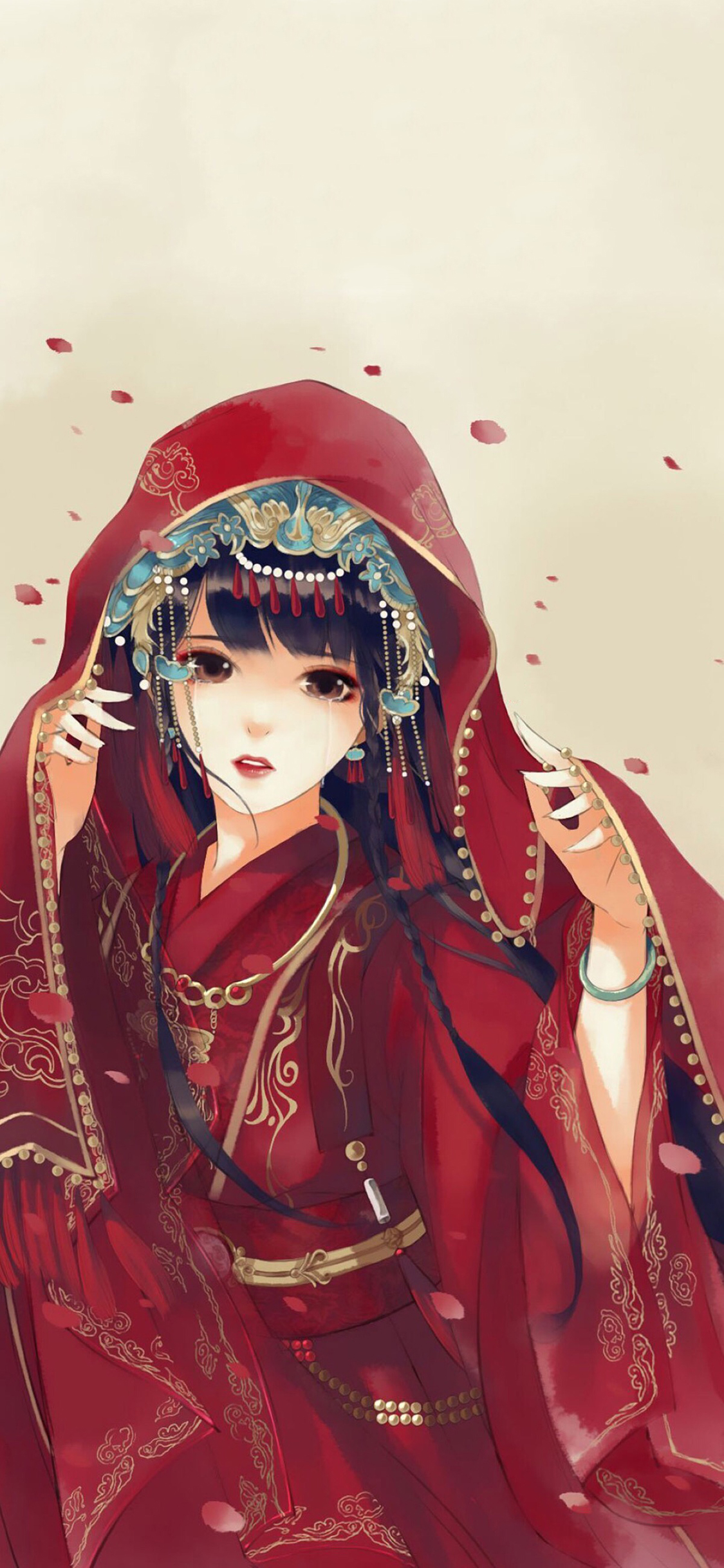 [2436×1125]古风 美女 写真 性感 红妆 苹果手机动漫壁纸图片