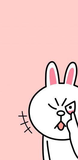 [2436x1125]可妮兔 line 动漫 粉色 苹果手机动漫壁纸图片