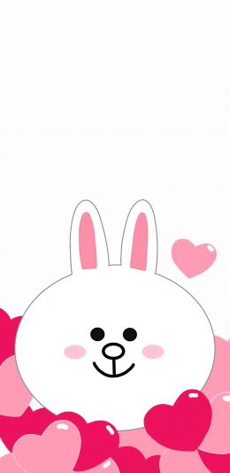 [2436x1125]可妮兔 linefriends 爱心 卡通 苹果手机动漫壁纸图片