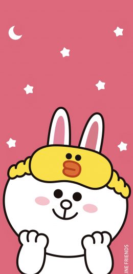 [2436x1125]可妮兔 卡通 line friends 眼罩 苹果手机动漫壁纸图片