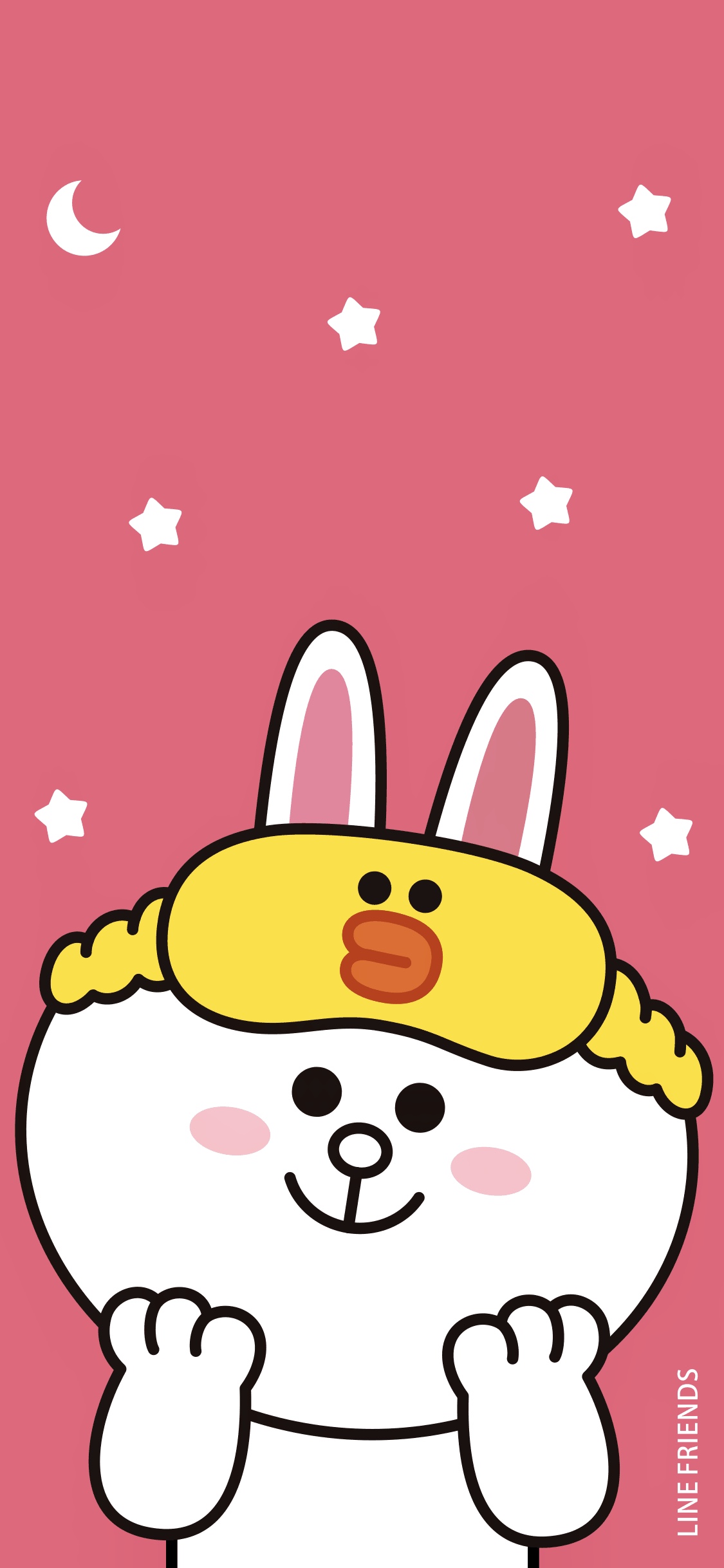 [2436×1125]可妮兔 卡通 line friends 眼罩 苹果手机动漫壁纸图片