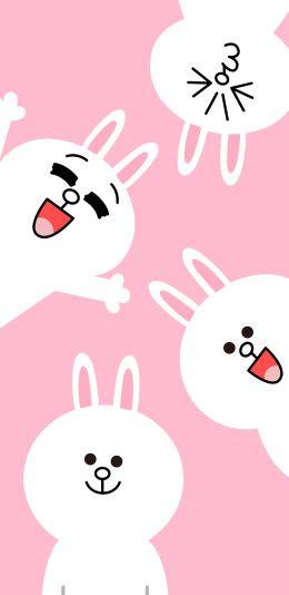 [2436x1125]可妮兔 粉色 可爱 （壁纸来源：@LINEFRIENDS壁纸分享) 苹果手机动漫壁纸图片