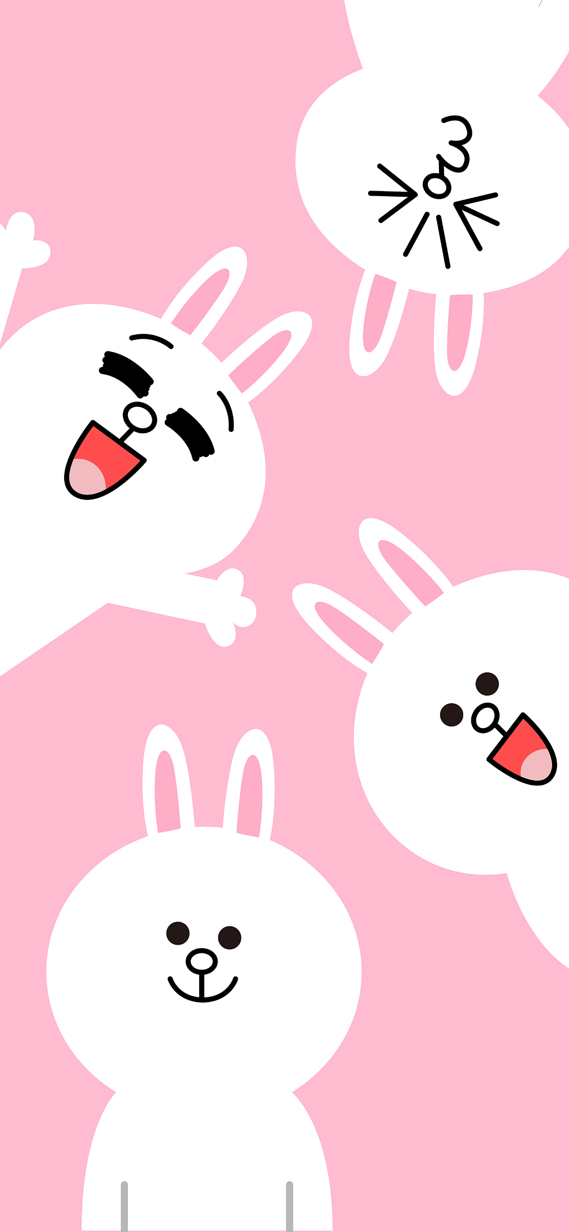 [2436×1125]可妮兔 粉色 可爱 （壁纸来源：@LINEFRIENDS壁纸分享) 苹果手机动漫壁纸图片