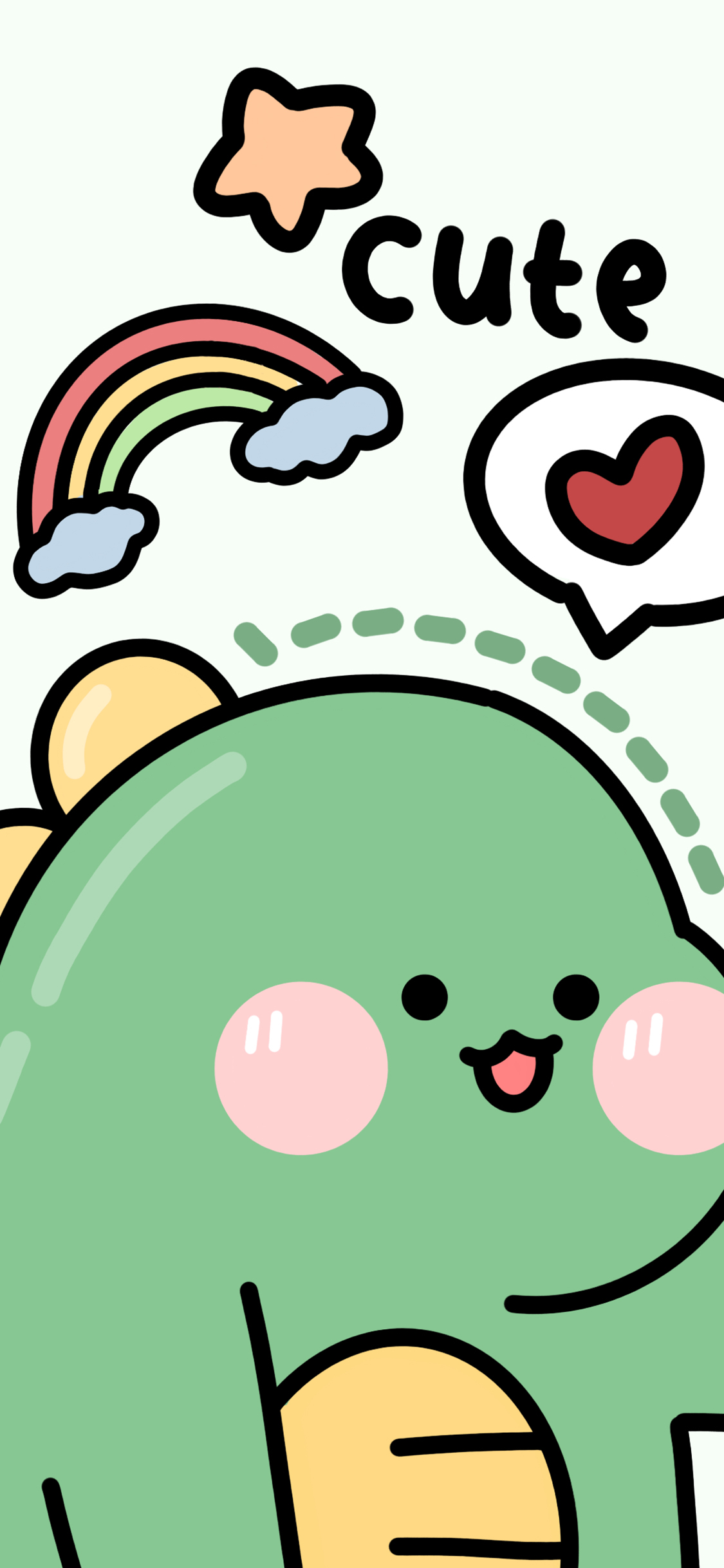 [2436×1125]可爱 cute 小恐龙 可爱 苹果手机动漫壁纸图片