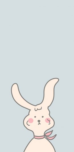 [2436x1125]可爱 兔子 简约 简笔画 苹果手机动漫壁纸图片