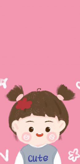 [2436x1125]可爱 卡通 cute 女孩 苹果手机动漫壁纸图片