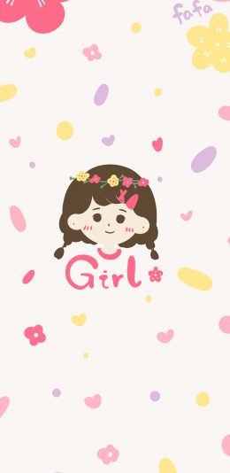 [2436x1125]可爱 卡通 girl 色彩 苹果手机动漫壁纸图片