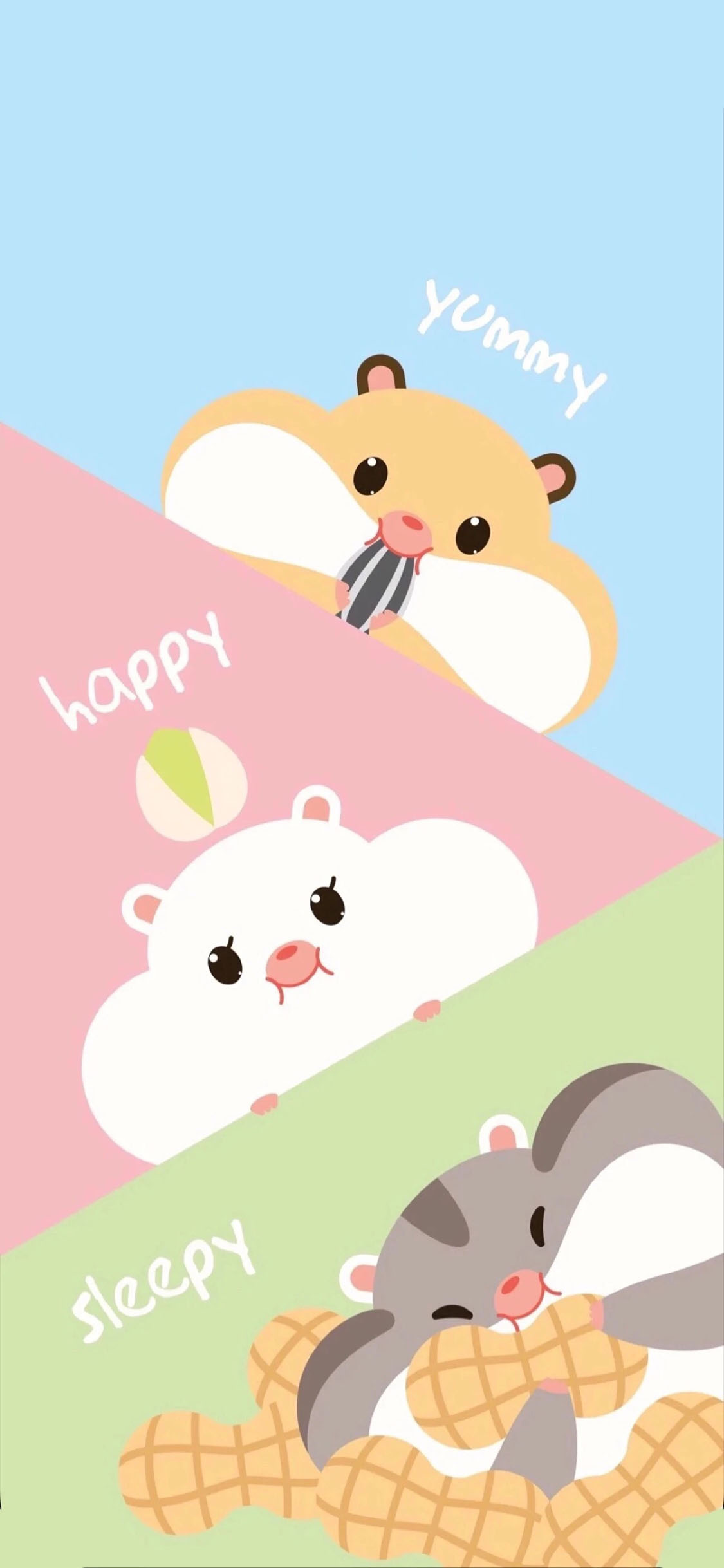 [2436×1125]可爱 卡通 仓鼠 松鼠 happy yummy 苹果手机动漫壁纸图片