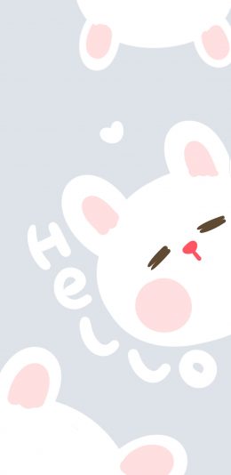 [2436x1125]可爱 卡通 兔子 hello 苹果手机动漫壁纸图片