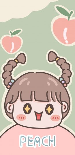 [2436x1125]可爱 卡通 女孩 peach 桃子 苹果手机动漫壁纸图片