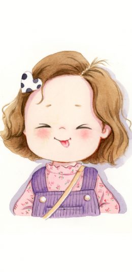 [2436x1125]可爱 卡通 女孩 短发 俏皮 苹果手机动漫壁纸图片