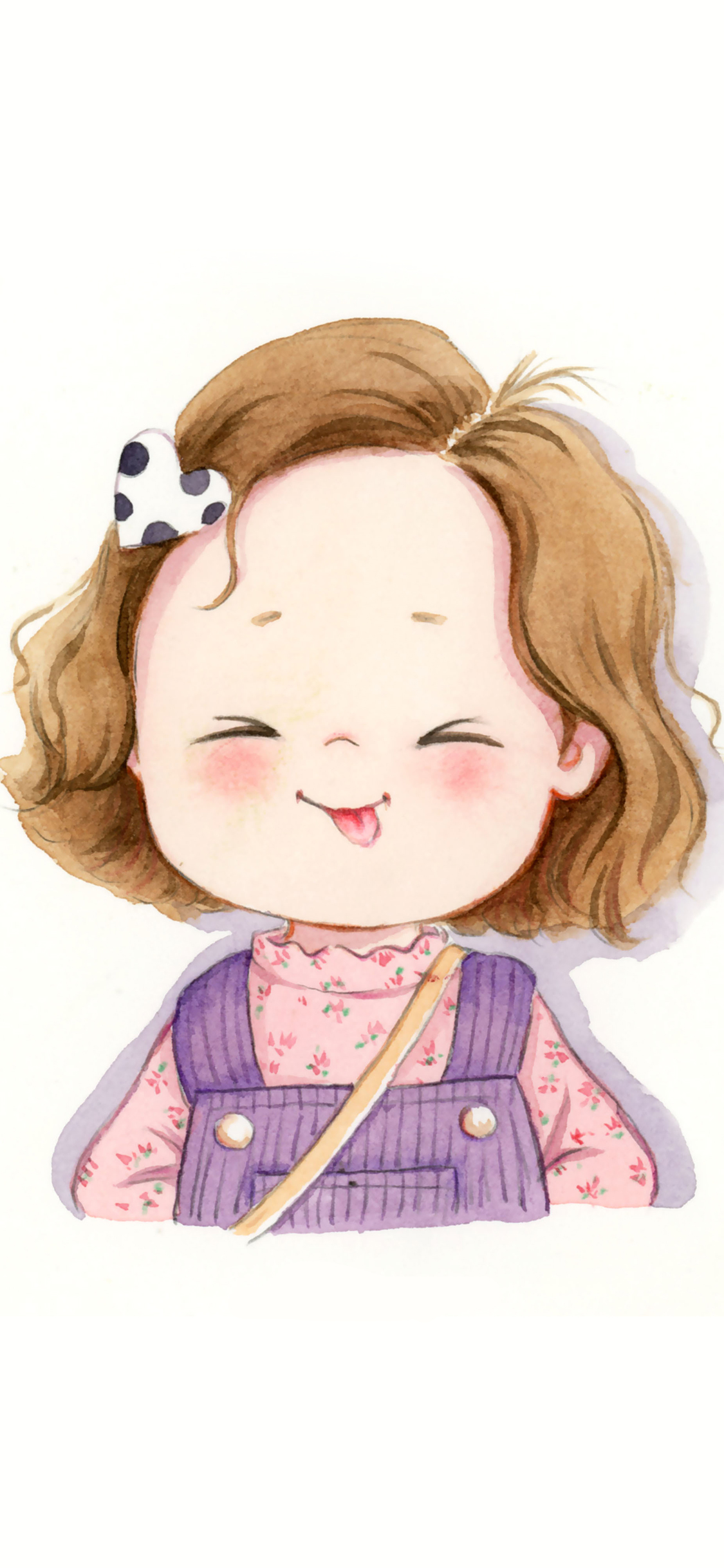 [2436×1125]可爱 卡通 女孩 短发 俏皮 苹果手机动漫壁纸图片