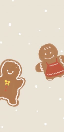 [2436x1125]可爱 卡通 姜饼人 绘画 苹果手机动漫壁纸图片