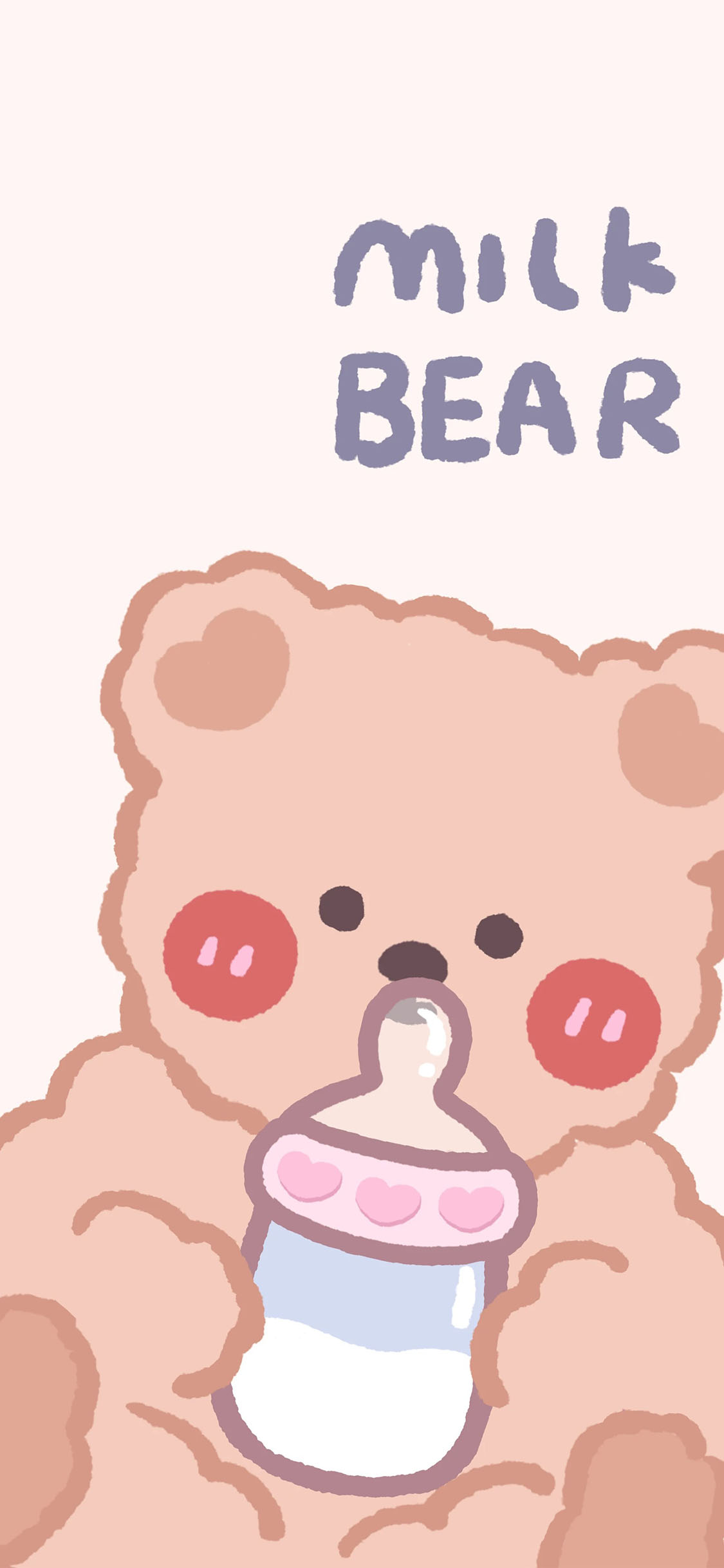 [2436×1125]可爱 卡通 小熊 奶瓶 mill bear 苹果手机动漫壁纸图片