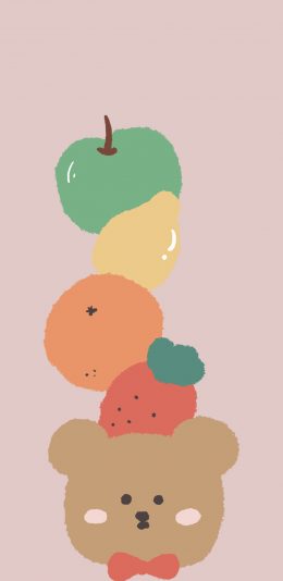 [2436x1125]可爱 卡通 小熊 色彩 苹果手机动漫壁纸图片