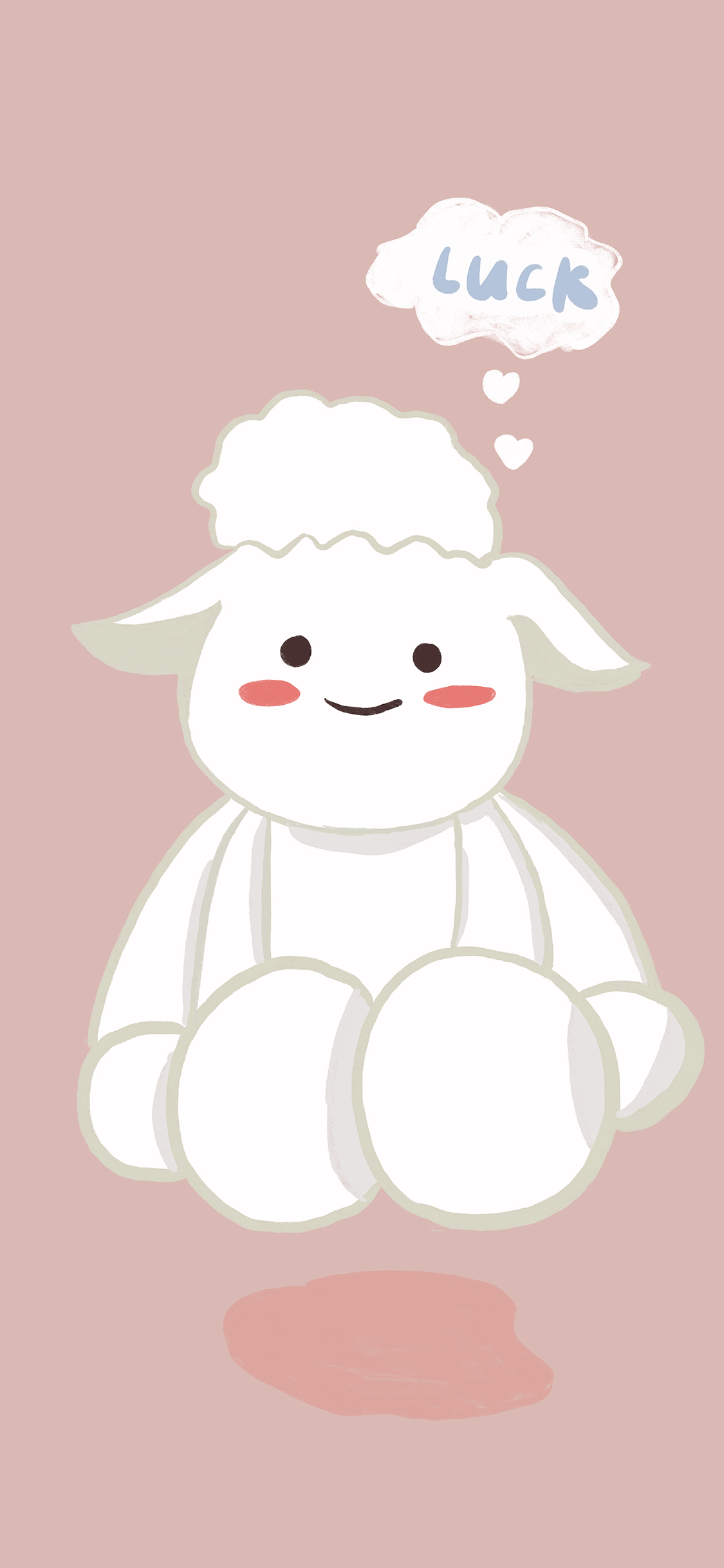 [2436×1125]可爱 卡通 绵羊 luck 苹果手机动漫壁纸图片