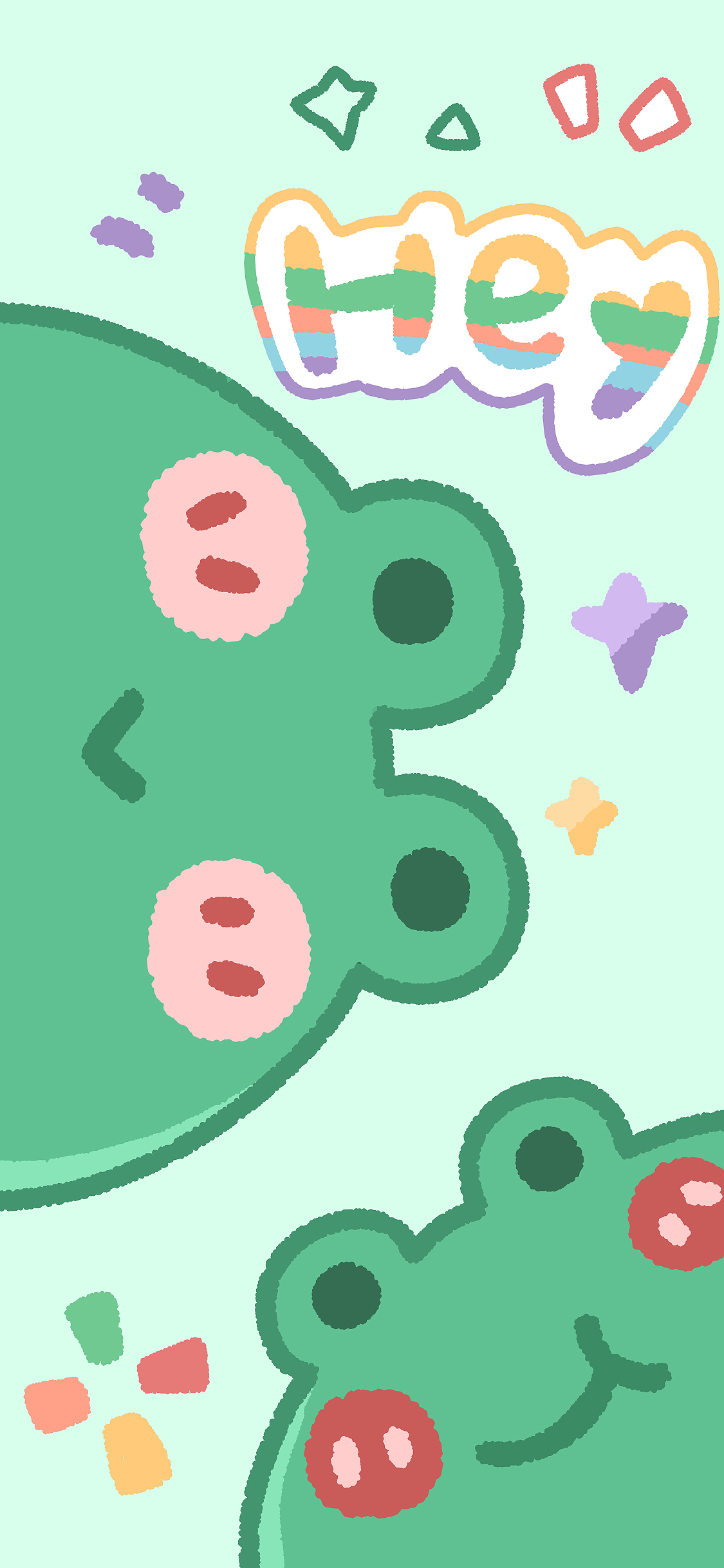 [2436×1125]可爱 卡通 青蛙 绿 hey 苹果手机动漫壁纸图片