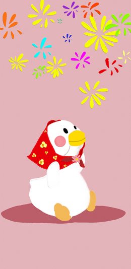 [2436x1125]可爱 可达鸭 烟花 鸭 副本 苹果手机动漫壁纸图片