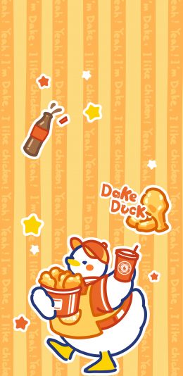 [2436x1125]可爱 大可鸭 黄 炸鸡 苹果手机动漫壁纸图片