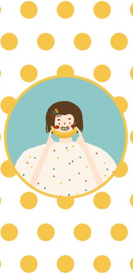 [2436x1125]可爱 女孩 香蕉 绘画 苹果手机动漫壁纸图片