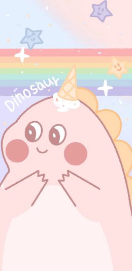 [2436x1125]可爱 小怪兽 五星 粉 苹果手机动漫壁纸图片