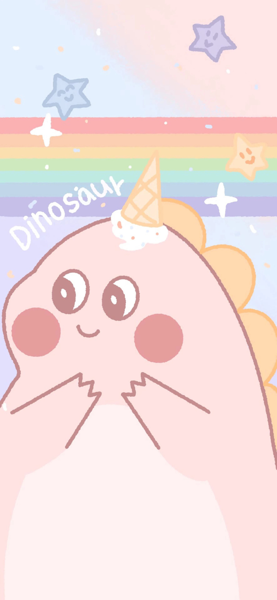 [2436×1125]可爱 小怪兽 五星 粉 苹果手机动漫壁纸图片