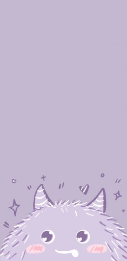 [2436x1125]可爱 小怪兽 紫 大眼 苹果手机动漫壁纸图片