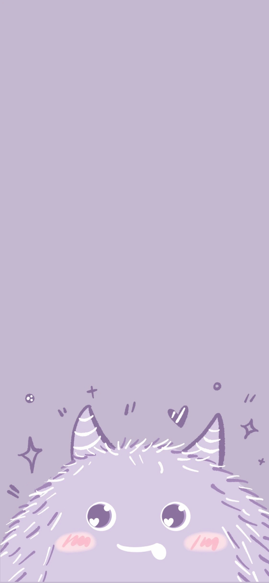 [2436×1125]可爱 小怪兽 紫 大眼 苹果手机动漫壁纸图片