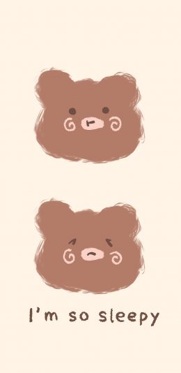 [2436x1125]可爱 小熊 Im so sleepy 睡眠 苹果手机动漫壁纸图片