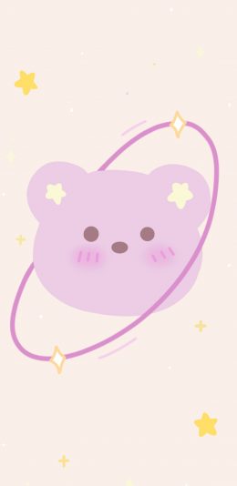 [2436x1125]可爱 小熊 五角星 卡通 苹果手机动漫壁纸图片