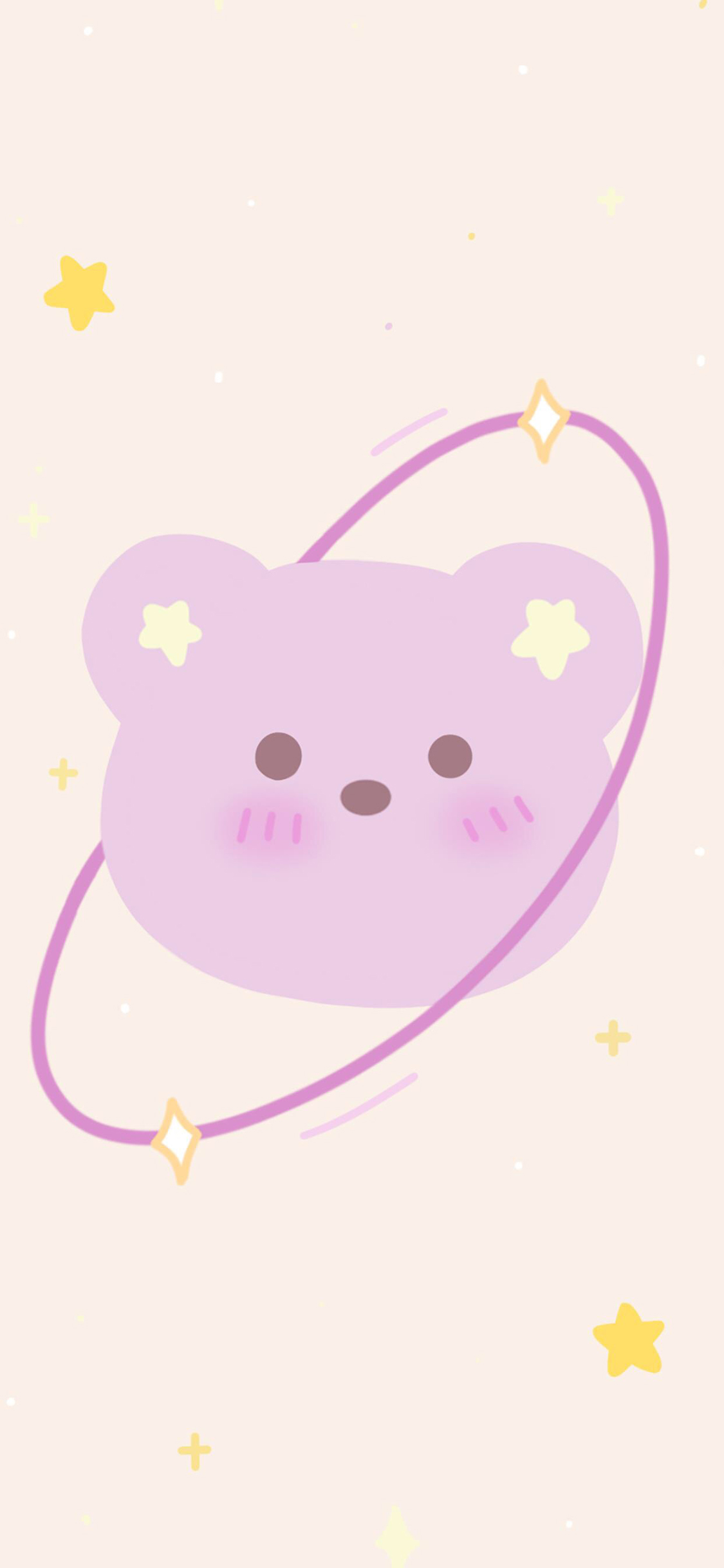 [2436×1125]可爱 小熊 五角星 卡通 苹果手机动漫壁纸图片