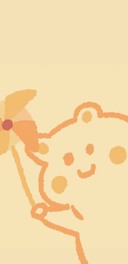 [2436x1125]可爱 小熊 风车 黄 苹果手机动漫壁纸图片