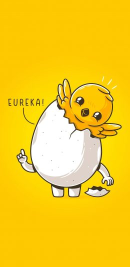 [2436x1125]可爱 小鸡 鸡蛋 蛋壳 拟人 黄 苹果手机动漫壁纸图片