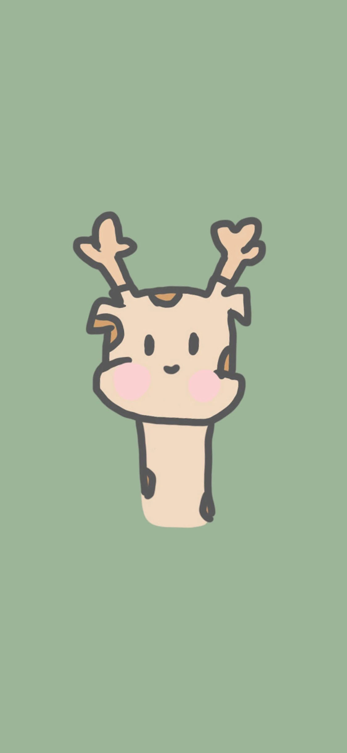 [2436×1125]可爱 小鹿 鹿头 鹿角 卡通 苹果手机动漫壁纸图片