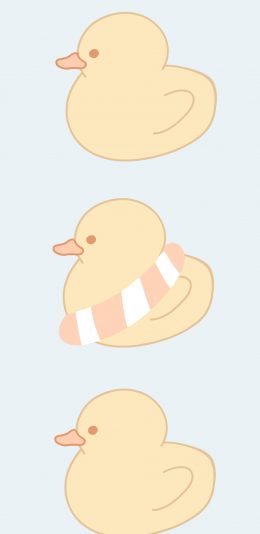 [2436x1125]可爱 平铺 小黄鸭 肥鸭 苹果手机动漫壁纸图片