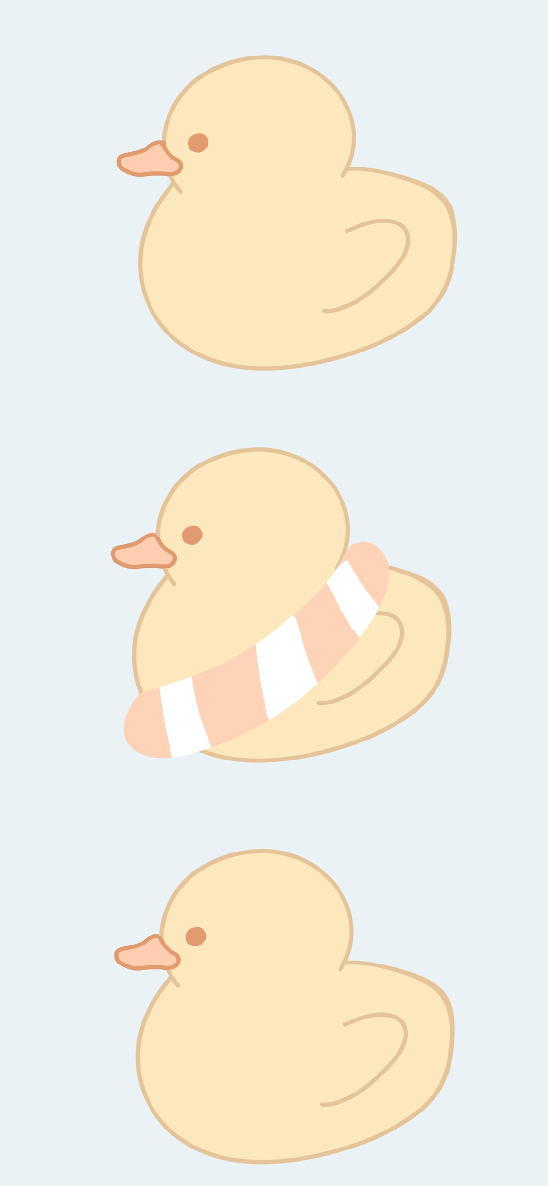 [2436×1125]可爱 平铺 小黄鸭 肥鸭 苹果手机动漫壁纸图片