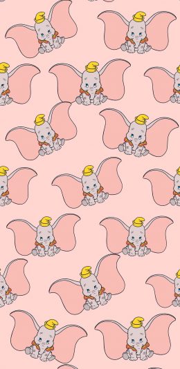 [2436x1125]可爱 平铺 粉 小飞象 苹果手机动漫壁纸图片