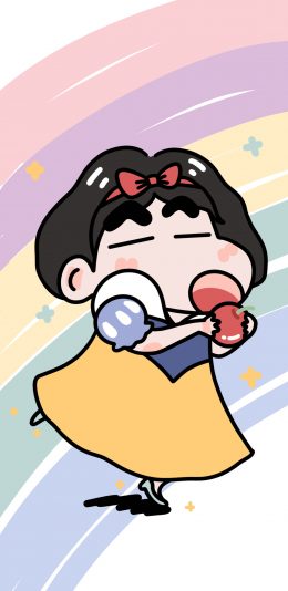 [2436x1125]可爱 日漫 蜡笔小新 变装 苹果手机动漫壁纸图片